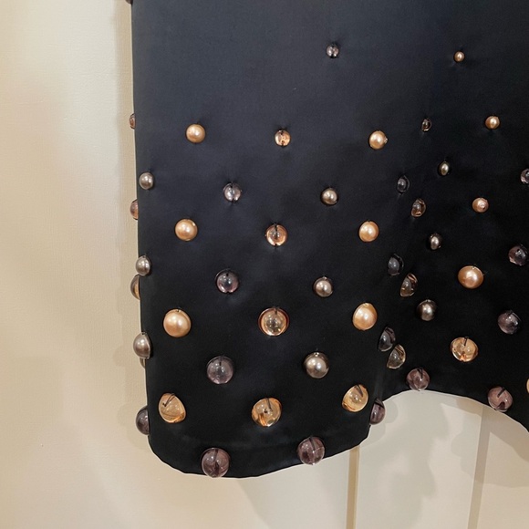 Anthropologie Tanvi Kedia Studded Black Sleeveless Mini Dress Gold Brown - Picture 8 of 14